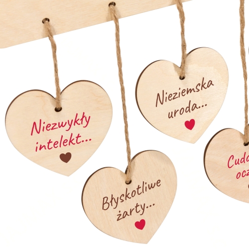 Tabliczka z sercami POMYSŁ NA PREZENT MIŁOSNY nadruk
