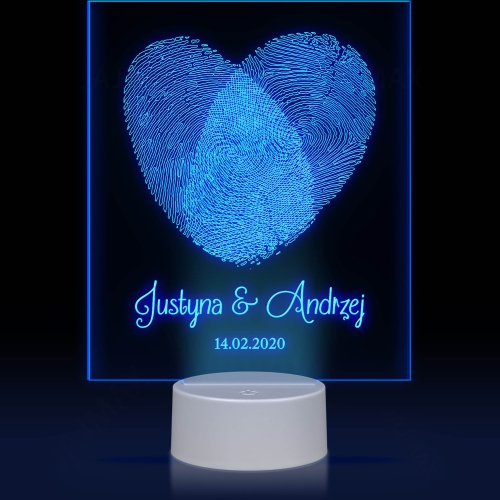 STATUETKA LED SERCE odciski palców FINGERPRINTS NA WALENTYNKI