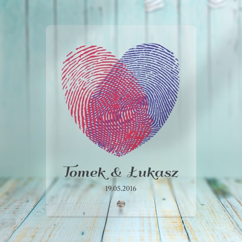 Statuetka FINGERPRINTS nadruk na szkle PREZENT NA WALENTYNKI