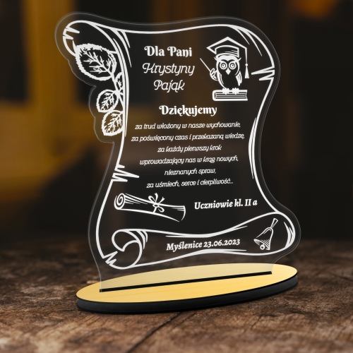 Statuetka LIST PREZENT dla nauczyciela grawer