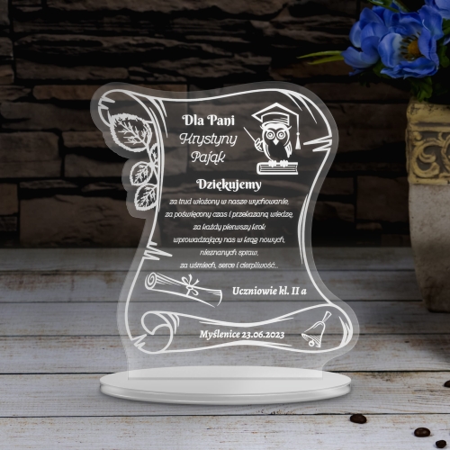 Statuetka LIST PREZENT dla nauczyciela grawer