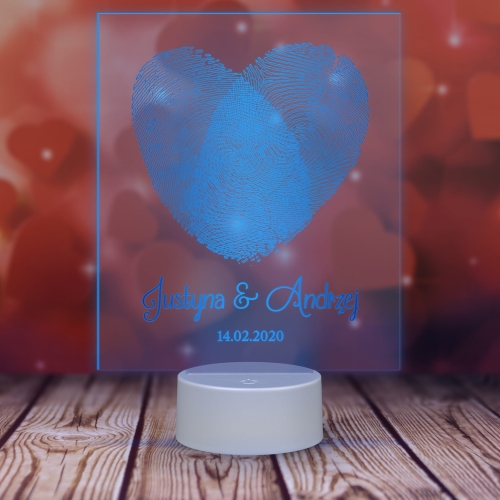 LAMPKA LED SERCE odciski palców UPOMINEK NA URODZINY