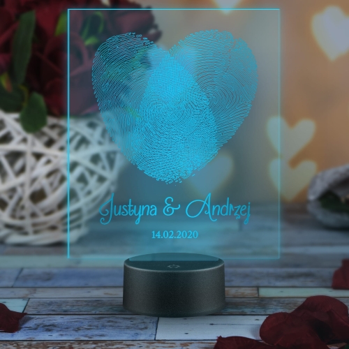 LAMPKA LED SERCE odciski palców UPOMINEK NA URODZINY