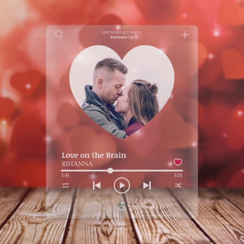 Ramka SERCE ulubiony utwór i zdjęcie PREZENT NA URODZINY