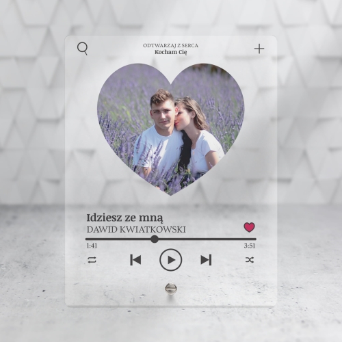 Ramka SERCE ulubiony utwór i zdjęcie PREZENT NA URODZINY