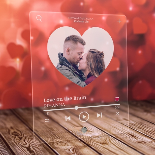 Ramka SERCE ulubiony utwór i zdjęcie PREZENT NA URODZINY