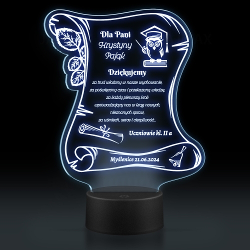 Statuetka led list PODZIĘKOWANIE DLA WYCHOWAWCY grawer