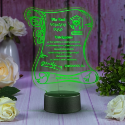 Statuetka led list PODZIĘKOWANIE DLA WYCHOWAWCY grawer