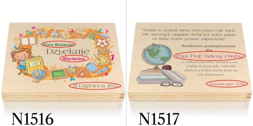 Drewniane pudełko PREZENT DLA NAUCZYCIELA nadruk