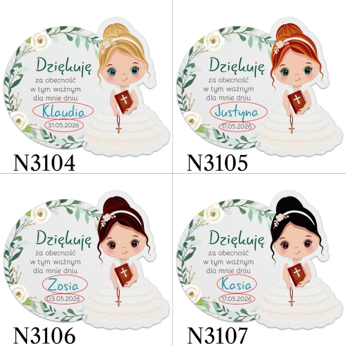 MAGNES upominki dla gości na komunię DLA DZIEWCZYNKI nadruk