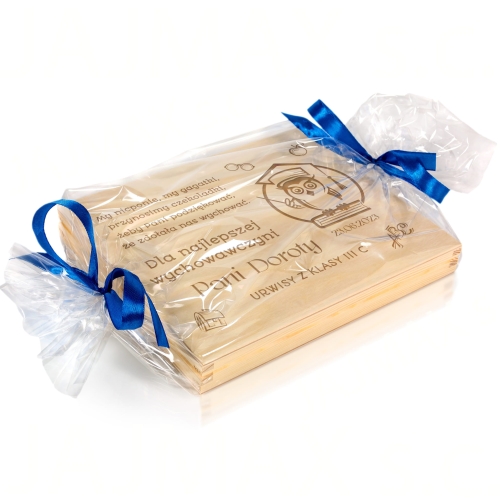 DREWNIANE PUDEŁKO prezent dla wychowawcy grawer