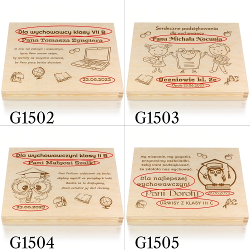 DREWNIANE PUDEŁKO prezent dla wychowawcy grawer