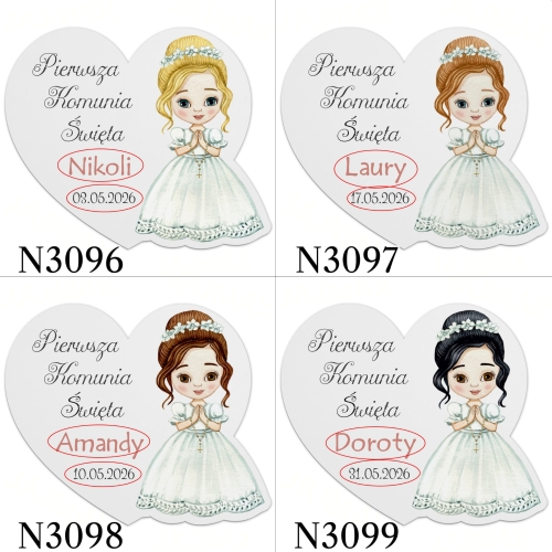 Magnes serce dziewczynka PODZIĘKOWANIA DLA GOŚCI KOMUNIJNYCH