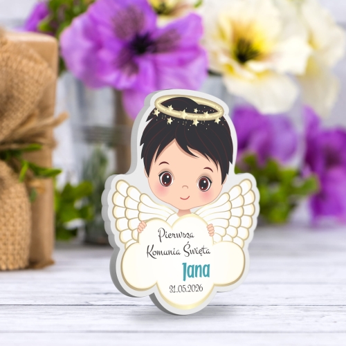 MAGNESY BIAŁE ANIOŁKI podziękowanie dla gości na Komunię nadruk