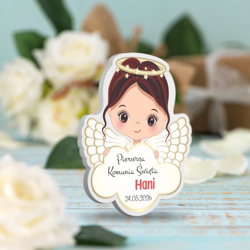 MAGNESY BIAŁE ANIOŁKI podziękowanie dla gości na Komunię nadruk