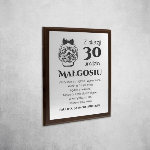 ORYGINALNY PREZENT NA URODZINY drewniany srebrny obrazek grawer