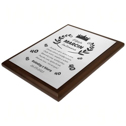 ORYGINALNY PREZENT NA URODZINY drewniany srebrny obrazek grawer