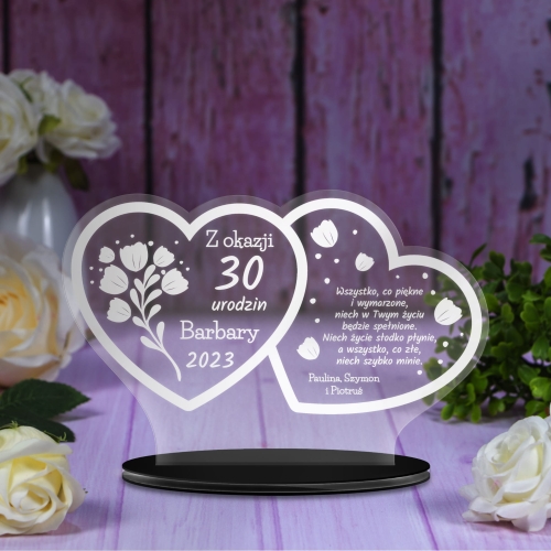 Statuetka z życzeniami NA URODZINY SZKŁO AKRYLOWE GRAWER