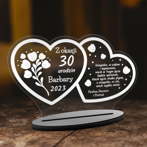 Statuetka z życzeniami NA URODZINY SZKŁO AKRYLOWE GRAWER