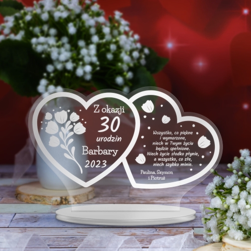 Statuetka z życzeniami NA URODZINY SZKŁO AKRYLOWE GRAWER