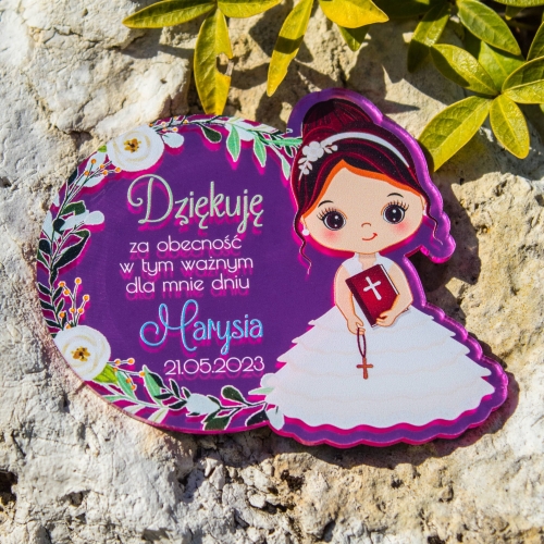 Magnes dziewczynka lustro róż KOMUNIA PODZIĘKOWANIA DLA GOŚCI