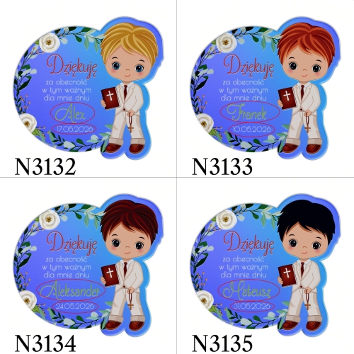 Magnes lustrzany niebieski ELEGANCKIE UPOMINKI DLA GOŚCI KOMUNIA