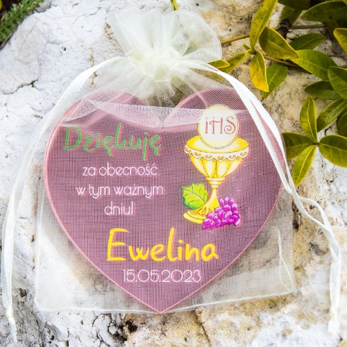 PODZIĘKOWANIA DLA GOŚCI PREMIUM KOMUNIA magnes różowe złoto