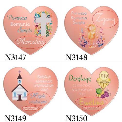 PODZIĘKOWANIA DLA GOŚCI PREMIUM KOMUNIA magnes różowe złoto