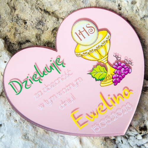 PODZIĘKOWANIA DLA GOŚCI PREMIUM KOMUNIA magnes różowe złoto