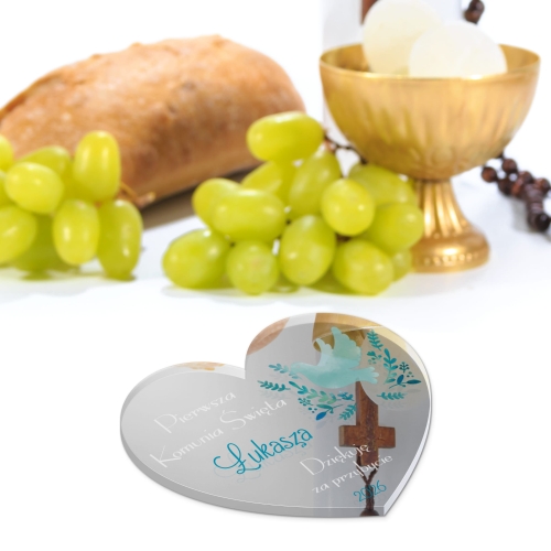 MAGNES LUSTRZANY SERCE podziękowanie dla gości Komunia nadruk