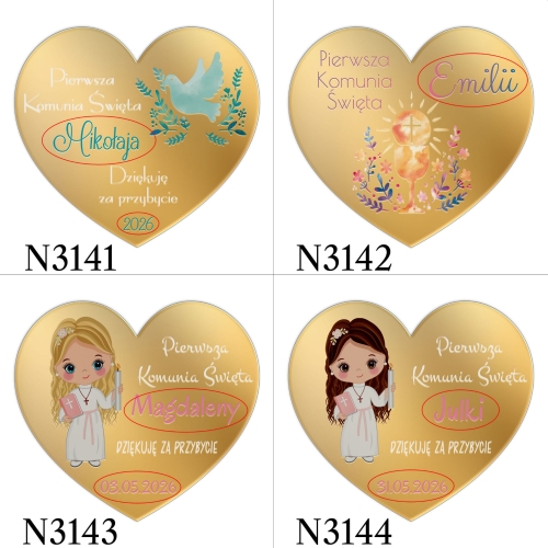 PREZENTY DLA GOŚCI KOMUNIJNYCH magnes serce lustro eleganckie