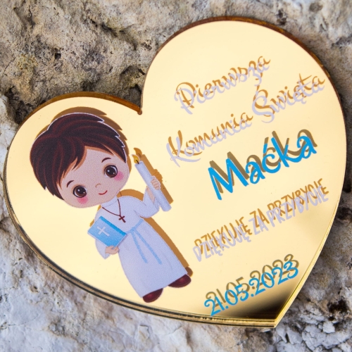 PREZENTY DLA GOŚCI KOMUNIJNYCH magnes serce lustro eleganckie