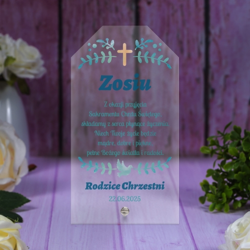 UPOMINEK NA CHRZEST ŚWIĘTY statuetka kartka z życzeniami nadruk