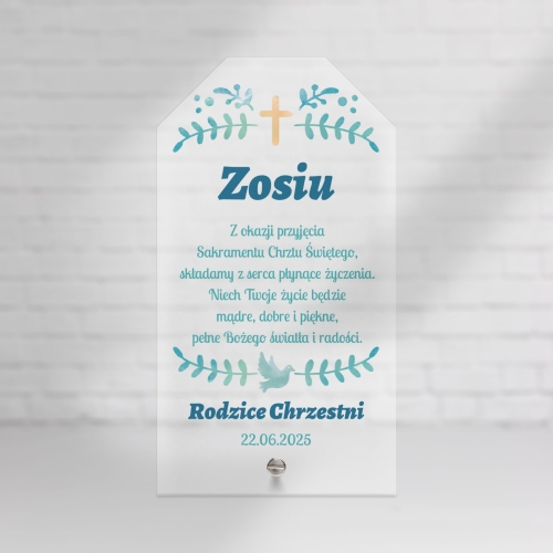UPOMINEK NA CHRZEST ŚWIĘTY statuetka kartka z życzeniami nadruk