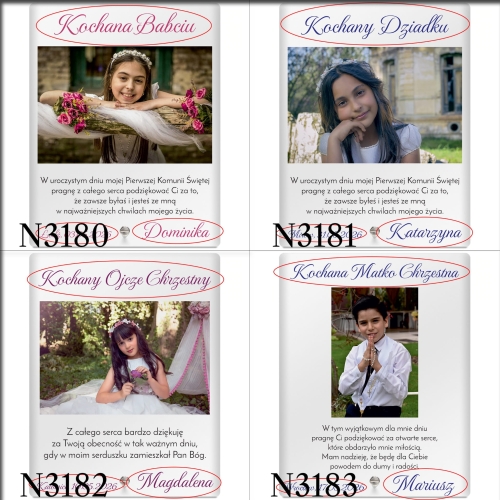 STATUETKA FOTO NA SZKLE podziękowania dla dziadków Komunia