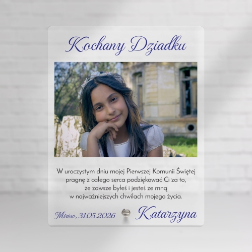 STATUETKA FOTO NA SZKLE podziękowania dla dziadków Komunia