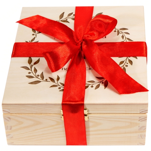 SŁODKI ZESTAW PREZENT DLA MAMY drewniane pudełko grawer