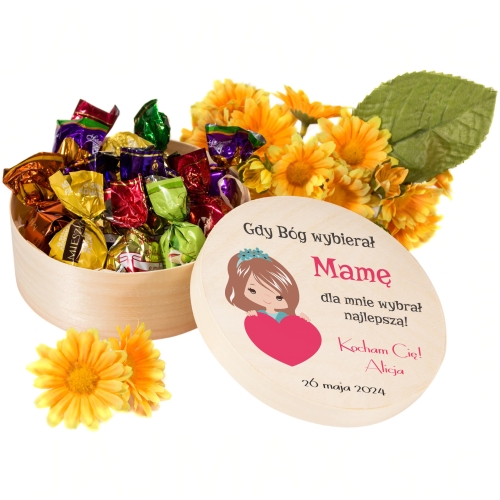 SŁODKI UPOMINEK NA DZIEŃ MAMY pudełko pralinek nadruk