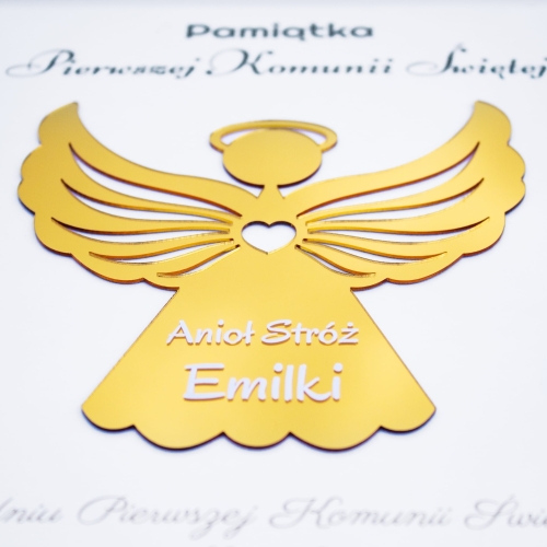 PAMIĄTKA PIERWSZEJ KOMUNII ŚWIĘTEJ złoty Anioł Stróż