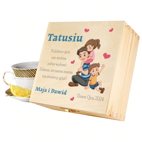 PREZENT DLA TATY herbaciarka i zestaw herbat Dilmah nadruk