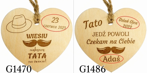 UPOMINEK DLA TATY NA DZIEŃ OJCA zawieszka do auta serce grawer