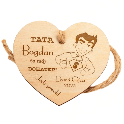 UPOMINEK DLA TATY NA DZIEŃ OJCA zawieszka do auta serce grawer