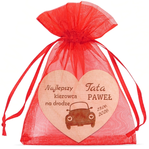 UPOMINEK DLA TATY NA DZIEŃ OJCA zawieszka do auta serce grawer