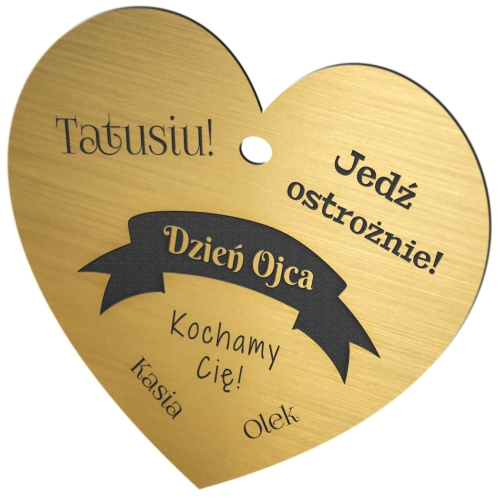 PREZENT DLA TATY zawieszka do samochodu serce z grawerem