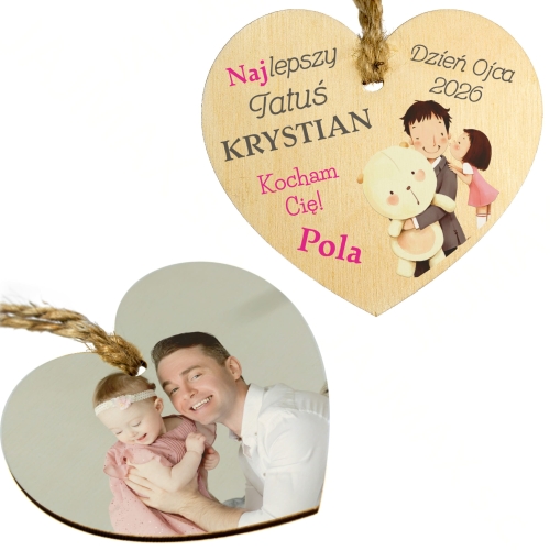 PREZENT NA DZIEŃ OJCA zawieszka do samochodu ze zdjęciem