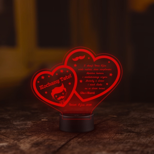 STATUETKA LED dwa serca praktyczny pomysł na prezent dla taty