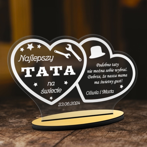 NOWOCZESNA KARTKA Z ŻYCZENIAMI statuetka na Dzień Taty grawer