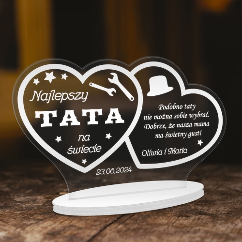 NOWOCZESNA KARTKA Z ŻYCZENIAMI statuetka na Dzień Taty grawer