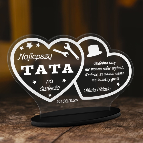 NOWOCZESNA KARTKA Z ŻYCZENIAMI statuetka na Dzień Taty grawer