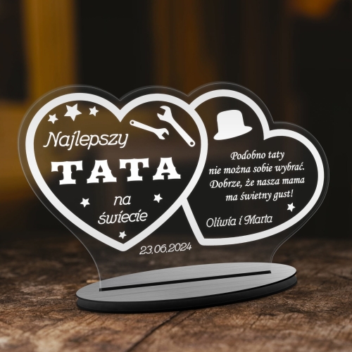NOWOCZESNA KARTKA Z ŻYCZENIAMI statuetka na Dzień Taty grawer
